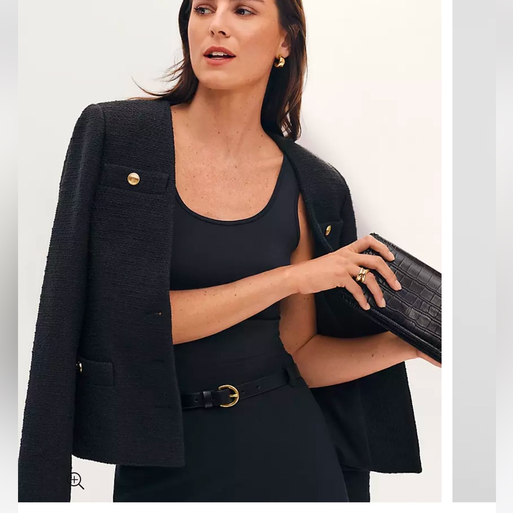 Ann Taylor Tweed Fitted V-Neck Jacket